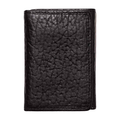 Bison Tri-Fold Black Leather Wallet