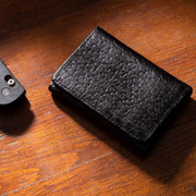 Bison Tri-Fold Black Leather Wallet