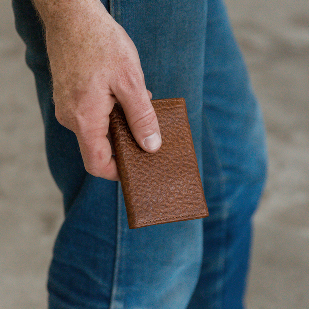 Bison Tri-Fold Peanut Leather Wallet