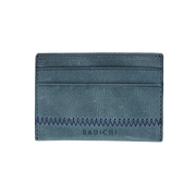 Blue Denim Leather Card Case Wallet