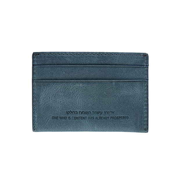 Blue Denim Leather Card Case Wallet