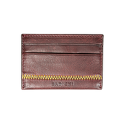 Burgundy Denim Leather Card Case Wallet