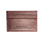 Burgundy Denim Leather Card Case Wallet