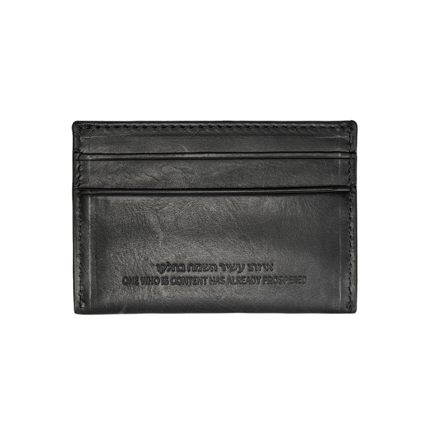 Black Denim Leather Card Case Wallet