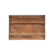 Cognac Denim Leather Card Case Wallet